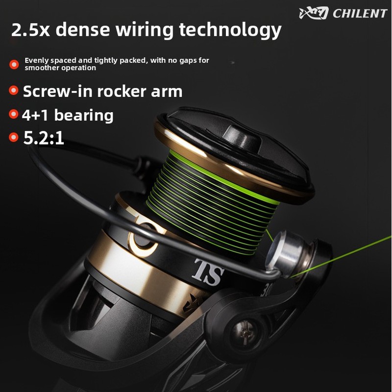 Ice Fishing Line - Gesamtfadengesponnene Spinnräder ohne Lücken, Metall-Angelräder für